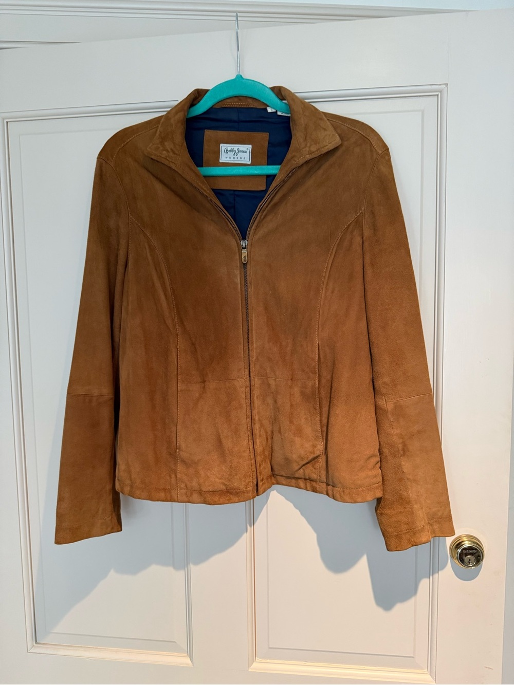 Bobby Jones Suede Zip Front Jacket in Chestnut